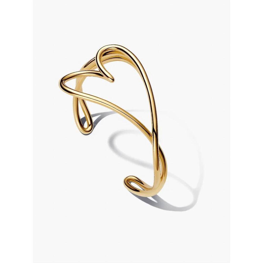 NEW PANDORA organically shaped heart bangle in gold
